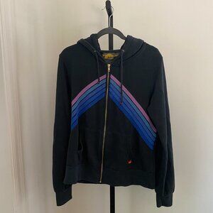 Aviator Nation - Mountain Stitch Chevron Zip Hoodie - Charcoal/Blue/Purple